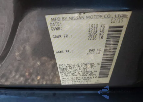 2015 Nissan Altima 2.5 S z USA, uszkodzony, nr VIN 1N4AL3AP3FN396810